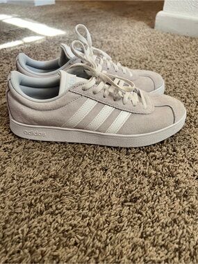 adidas Suede Low-Top Sneakers in Light Beige and White